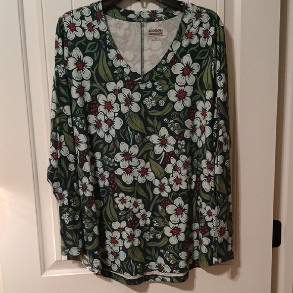 Duluth Trading Co Tops - Duluth Trading Co Green Floral Long Sleeve Top